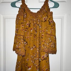 Floral open shoulder top